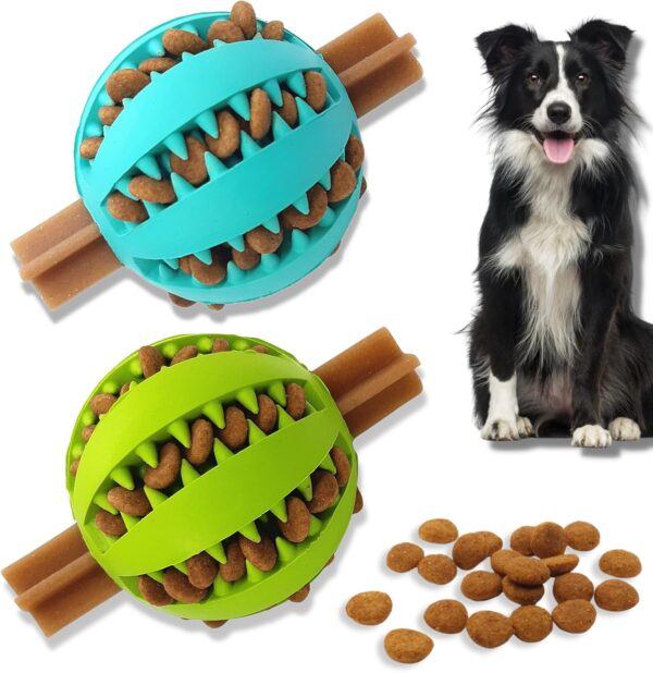 PawsOnlyUK Treat Dispenser Dog Toy Ball | Interactive Dog Toys for Boredom | Dog Puzzle Toy | Stimulation Toy (Small 6cm/2.35in, BLUE + GREEN, 2 Pack)