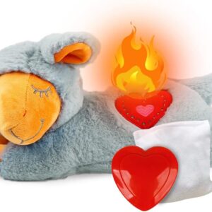 ALL FOR PAWS Little Buddy Heartbeat Toys for Puppy, Dog Snuggle Sheep Toy for Separation Anxiety Relief Behavioral aid Puppy Plush Comfort toy for Pets (Grey Sheep with Heartbeat + Warm Bag)