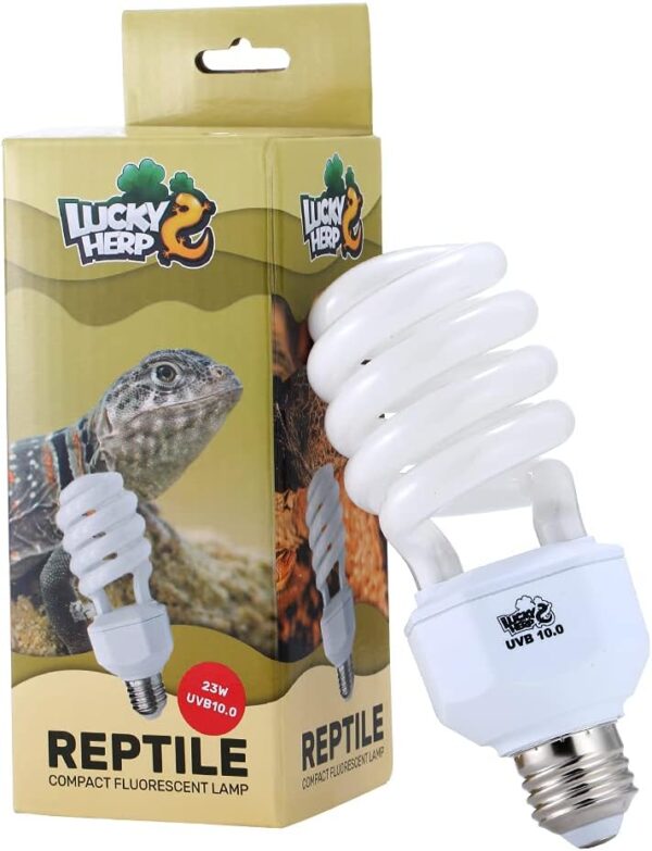 LUCKY HERP Reptile UVA UVB Lamp Bulb, 23W 10.0 UVB Light Reptile Kit, Terrarium & Vivarium UVB Fluorescent Light Bulb for Tortoise, Lizard, Bearded Dragon