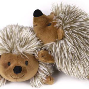 Pawaboo Bedtime Stuffed Animal Toys Plush Dog Toy Pet Chew Toy, [2PACK] Non-toxic Super Soft Plush Hedgehog Figure Toys, Brown