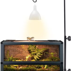 Poweka Reptile Lamp Stand, Adjustable 13''-25'' Terrarium Light Stand for Metal Basking Reptile Light Fixture Hanger Suitable for All Reptile Domes Lamp Heat Lamp Stand