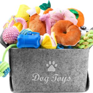 Restorgan 22 PACK Puppy Toys Set, Small Dog Toys Puppy Teething Toys with Dog Toy Box, Puppy Chew Toys, Dog Rope Toys Set with Cute Squeaky Dog Toys for Small and Medium Dogs Playing and Training