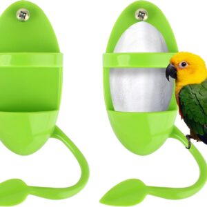 TOTSUN Cuttlefish Holder, Green Bird Parrot Cuttlebone Holder with Feeding Racks, Parrot Food Container for Pet Bird Food Supplies (Pack of 2)