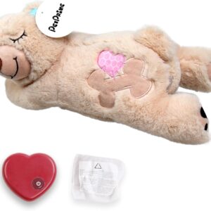 pet prime Snuggle Bear - Pet Plush Toy Heartbeat Plush Bear Kitty Toy Dog Comfort Toy