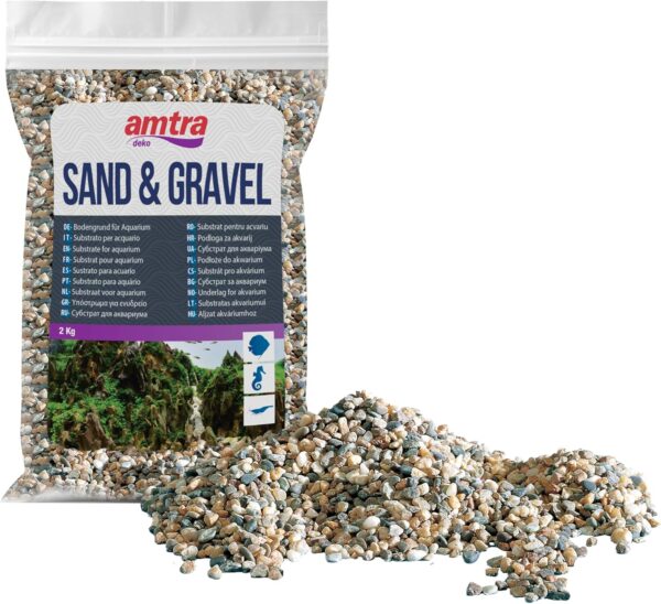 Amtra Polychrome - Natural aquarium gravel, decorative soil, sand and white gravel, grains 3-4 mm, 2 KG