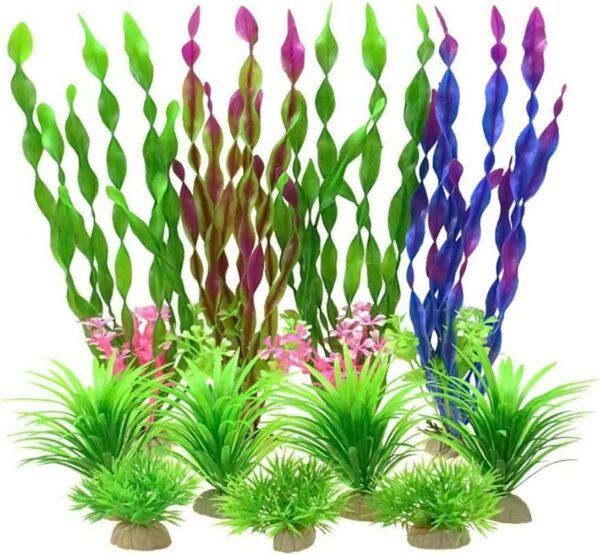 Lahviuu Aquarium Plants Decorations,11 pcs Fish Tank Accessories Fish Tank Plastic Plants Artificial Aquarium Plants Ornaments Artificial Aquatic Plants,for Aquarium Decorations