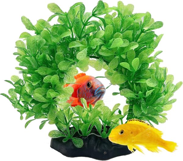 Mascot Pets 15cm Green Wreath Hoop Plastic Artificial Fake Plant Wild Bush Reeds for Aquarium Fish Tank Aquatic Greenery Décor Decoration Water Grass Plants Hide