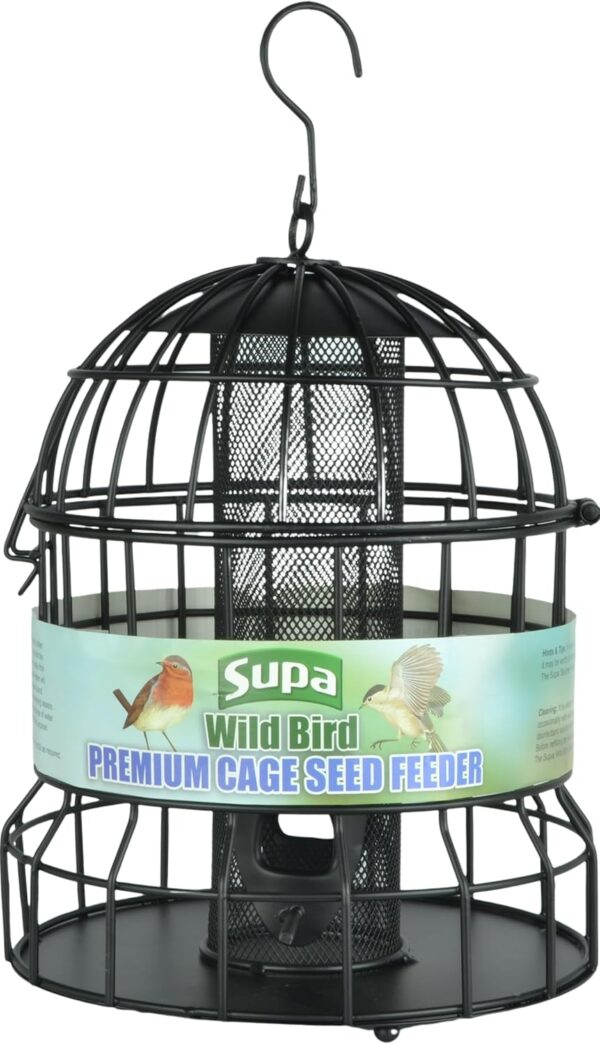 Supa Premium Wild Bird Cage Seed & Sunflower Hearts Feeder, Deters Squirrels and Larger Birds Such As Doves & Pigeons