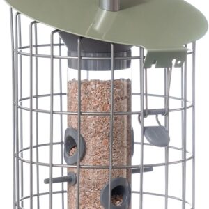 The Nuttery RNMD01 Roundhaus Seed Squirrel Proof Bird Feeder, Celadon Green