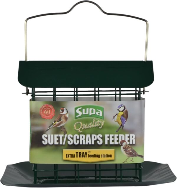 Supa Premium Suet Block/Scrap Feeder with Tray has been specifically designed for the feeding of Suet Blocks & Scraps but can also be used for Fruit, Seed Blocks etc.