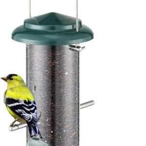 iBorn Metal Bird Feeder Nyger Niger Seed Feeder for Finch Goldfinch Thistle Seed Wild Bird Feeder Hanging Metal 8 Inch Green