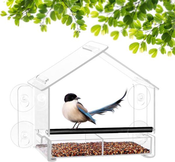 Urban Deco Window Bird Feeder with strong suction cups bird feeders for small birds Bird House for Outside Acrylic Window Bird Feeder for Garden, Outdoor 232