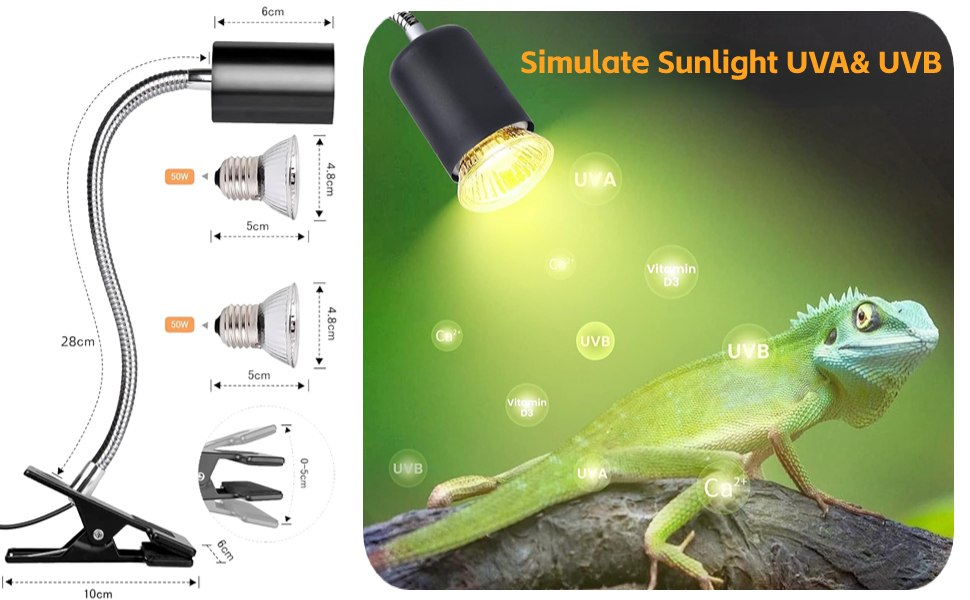 360° Rotatable Aquarium Basking Light for Aquarium Reptiles Lizards Turtle Snakes