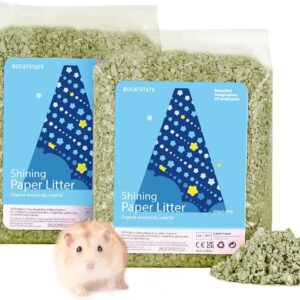 BUCATSTATE Hamster Paper Bedding, 900g Dust-Free and Odor Control Paper Litter for Syrian Dwarf Hamsters Gerbils Mice Lemming Degus Reptile Birds (Green)