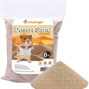 Niteangel Hamster Desert Bath Sand | No-Dust Bath or Potty Litter Sand for Hamster Syrian Gerbil Mice Degu or Other Small Pets (6LB, Desert Sand)