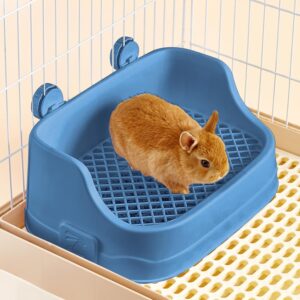 Medium Rabbit Litter Box, Detachable Bunny Corner Toilet with Large Container for Medium&Small Size Animals Bedding Litter Pan Potty Trainer for Small Animals Guinea Pigs Hamsters Galesaur (Blue)