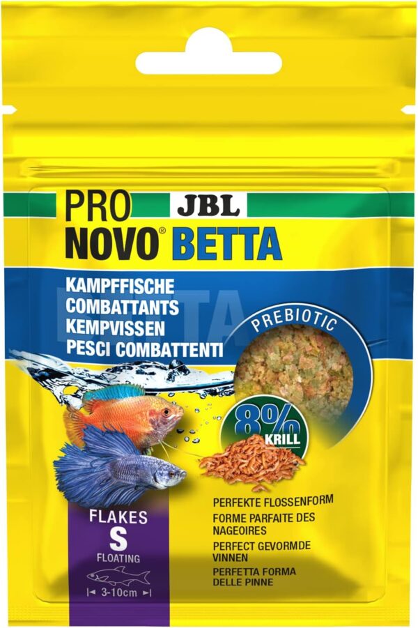 JBL PRONOVO BETTA FLAKES Fishing Food for Battle Fish from 3-10 cm, Fish Food Flakes, Size S, 20 ml