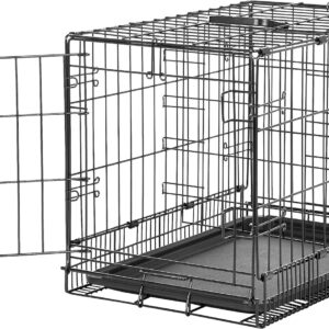 Amazon Basics XS Metal Dog Crate/Cage with Tray, Durable and Foldable Dog Cage with Single Door, Black, Extra Small 56cm (22")