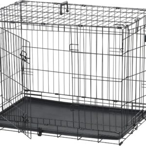 JUNGLE STONE Dog Crate Dog Cage from Small to Large, Pet Dog Puppy Cat Training Cage with Training Guide Booklet, Folding 2 Doors Crate with Plastic Tray