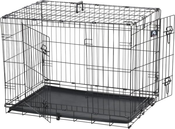 JUNGLE STONE Dog Crate Dog Cage from Small to Large, Pet Dog Puppy Cat Training Cage with Training Guide Booklet, Folding 2 Doors Crate with Plastic Tray