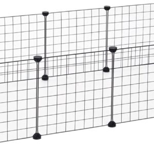 Pawhut DIY Pet Playpen Metal Wire Fence 12 Panel Enclosure Indoor Outdoor Guinea Pig Rabbit Small Animals Cage, Black