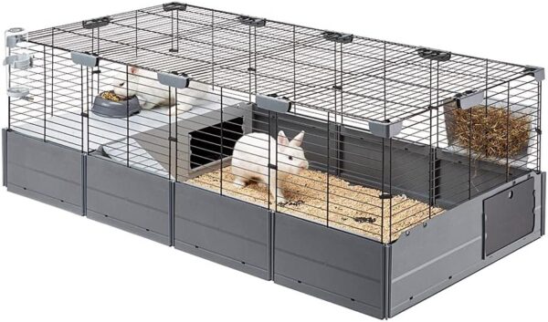 Ferplast Modular Cage for Rabbits Guinea Pigs MULTIPLA MAXI, Small Pet Cage, with Accessories, black