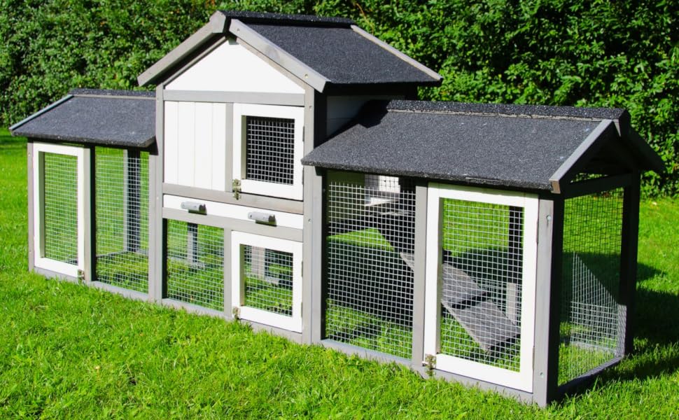 Rabbit Small Pet Hutch XL House and Outdoor Run, Modern, Easy to Clean, Durable Little Croft Bramble
