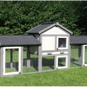 Rabbit Hutch XL, House Outside Play Pen, Run, Pitch Roof, Wood with Rust Resistant Mesh, Outdoor Rabbit or Small Pet Home, Cage, Easy Clean