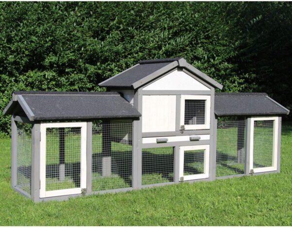 Rabbit Hutch XL, House Outside Play Pen, Run, Pitch Roof, Wood with Rust Resistant Mesh, Outdoor Rabbit or Small Pet Home, Cage, Easy Clean