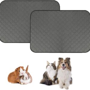 Guinea Pig Fleece Cage Liners, Pet Washable Pee Pad, Waterproof Reusable Dog Cat Mat, Anti Slip Small Animals Bedding with Super Absorben - 28"x 40" (2pcs-L)