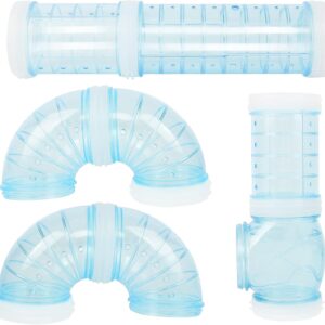 TOOSII 4PCS Hamster Tubes, DIY Hamster Toys Hamster Cage & Accessories Mouse Plastic Tube Toy for DIY Mouse Hamster Fun Small Animals Cage(Blue)