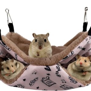 VERTUPET Small Pet Cage Hammock, Double-Layer Hanging Bed for Small Animals Bed Warm Ferrets Hideout Accessories Toy for Chinchilla Swing Nest Guinea Pig