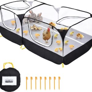 Coolty Small Animals Playpen, Pop up Large Exercise Pen Cage Yard Movable Chicken Yard Fence Playground for Puppy Kitten Rabbits Duck Hens