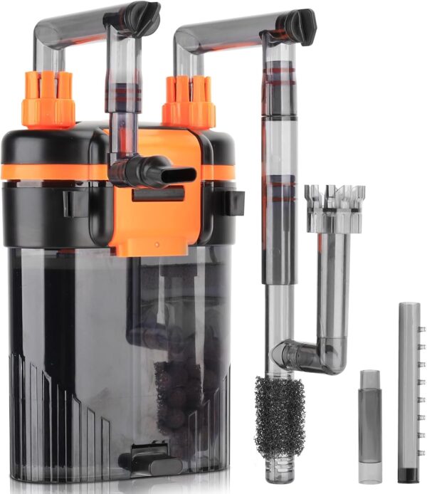 hygger Hang On Aquarium Filter, 680L/H 8W Hang On Back Filter,Quiet Canister Fish Tank Filter with Duckbill Nozzle Shower Pipe Outlet, Adjustable Water Flow Aquarium Filter External for 150-225L
