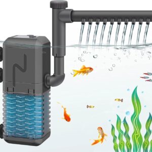 Felenny 4- in- 1 600L/ H Internal Aquarium Filter Pump with Spray Bar Submersible Filter for Fish Tanks