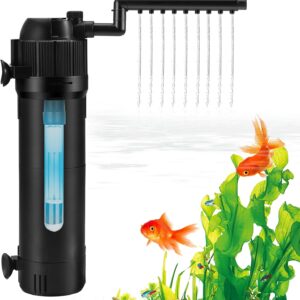 Internal Fish Tank Filter, 5 in 1 Adjustable Aquarium Filter Pump with UV Steriliser, Submersible Aquarium Filter Fish Tank Filter, 500 L/H Water Pump Aquarium Filter for 200L Fish Tank Aquariums