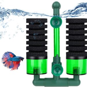 HIMOMO Aquarium Double Sponge Filter, Fish Tank Spounge Filter Air Pump Filter for Fish Tank Up to 210L Aquarium Filter with Suction Cup for Fish Tank Oxygen Increasing and Cycle