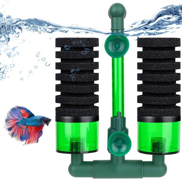 HIMOMO Aquarium Double Sponge Filter, Fish Tank Spounge Filter Air Pump Filter for Fish Tank Up to 210L Aquarium Filter with Suction Cup for Fish Tank Oxygen Increasing and Cycle