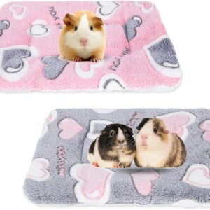 2 Pcs Small Animal Plush Bed Mat 35x27cm Washable Guinea Pig Bed Mat Fluffy Guinea Pig Bedding Mat Sleeping Pad for Bunny Hamster Guinea Pig