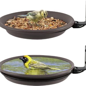 2 Piece Wall Mounted Bird Feeder,Bird Feeder & Bird Bath for Garden,Fence Bird Feeder Tray,Deck Bird Feeder Tray,Attracting Wild Birds,Bird Water Feeder for Installed on Trees,Balcony,Outdoor Walls