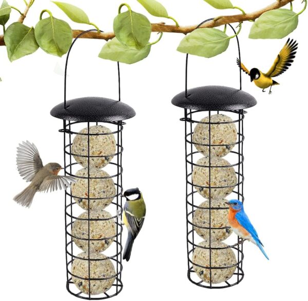 2PCS Bird Feeders Hanging Fat Ball Feeder Squirrel Proof Bird Feeder with Hanger for Bird Feeder Station, Garden