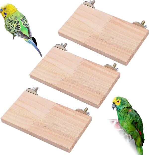 3 Pcs Bird Wooden Platform, Support Corner Platform Bird Cage Accessories Stand Climbing Platform for Small Animal