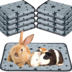 8 Pcs Bulk Guinea Pig Pee Pad Reusable Washable Guinea Pig Cage Liners Guinea Pig Fleece Bedding Absorbent Guinea Pig Accessories Non Slip Guinea Pig Mats for Cages with Star Patterns (12 x 12 Inch)