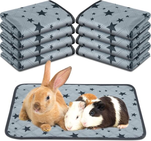 8 Pcs Bulk Guinea Pig Pee Pad Reusable Washable Guinea Pig Cage Liners Guinea Pig Fleece Bedding Absorbent Guinea Pig Accessories Non Slip Guinea Pig Mats for Cages with Star Patterns (12 x 12 Inch)