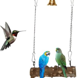 Bird Platform Stand Wooden,Bird Parrot Toys Swing Hanging,Wood Bird Cage Toys with Swing Bell Small Parrot Swing Chewing Toys for Conures, Love Birds,Small Parakeets,Cockatiels,Parrot