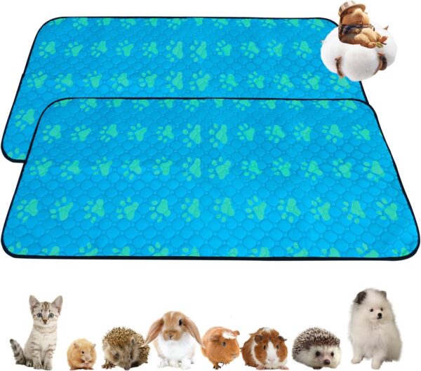 CHEGRON Guinea Pig Bedding 2PCS Waterproof Fleece Mats Premium C&C Cage Blanket for Ultimate Comfort and Hygiene - Fit for Small Animal Rabbit Hamster Ferret Kitrty Puppy Cage, 24x47 inch