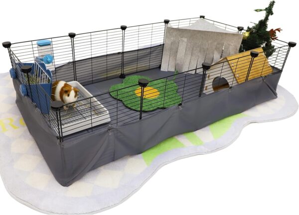 CHEGRON Guinea Pig Cages with Liner 48x24x12inch C&C Small Animal Cage Pet Puppy Dog Playpen Indoor Rabbit Chinchilla Hedgehog Habitat Fence DIY 12PCS Metal Grids with Bottom