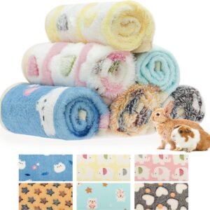 CUSOZWO Guinea Pig Blankets - 6 Pack Fleece Soft Warm Small Animal Blankets for Rat Rabbit Hamster Chinchilla Hedgehog Lizard - Washable Small Pet Cage Liners Sleep Mat Bedding Accessories