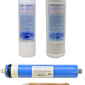 FINERFILTERS 4 Stage Aquarium Reverse Osmosis Replacement Water Filters with 75 GPD membrane