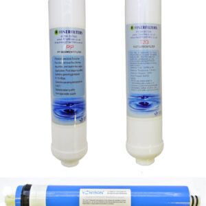 FINERFILTERS Compact 3 Stage Aquarium Reverse Osmosis Water Filter Replacement Filters & 50GPD Membrane